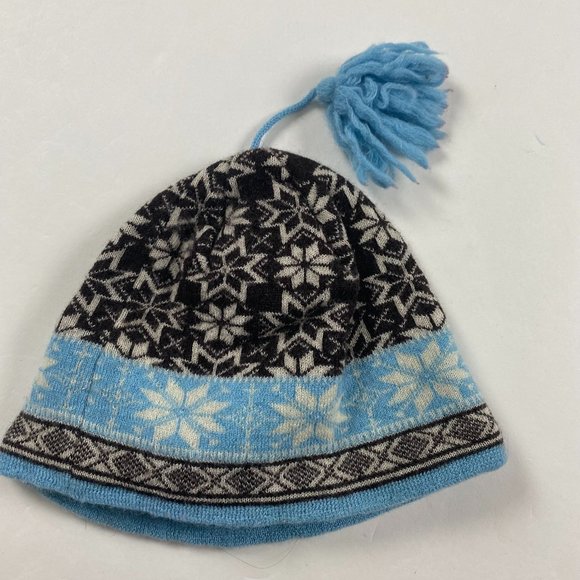 LL Bean Wool Hat Cap Beanie Women's One Size Tassel Fair Isle Ski Winter - Picture 1 of 6